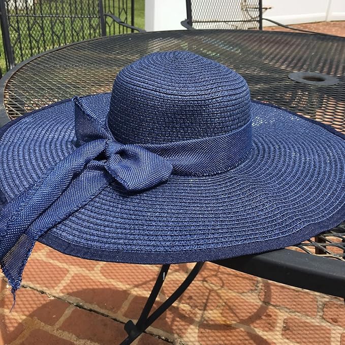 DRESHOW Beach Hats for Women Big Straw Wide Brim Summer Hat Floppy Foldable Roll up Cap Sun Hat UPF 50+