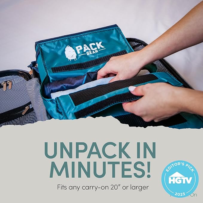 Pack Gear Hanging Luggage Organizer - Our Carry On Closet Insert Fits inside easily - Our Hanging Luggage Organizer Uses Velcro to Allow Instant Access to your Clothes (Mesh Green, Carry-On Size)