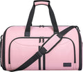 BALEINE Convertible Garment Bag with Shoe Compartment, 2 in 1 Carry on Garment Duffle Bags for Travel, Suit Bag for Men Women (Pink)
