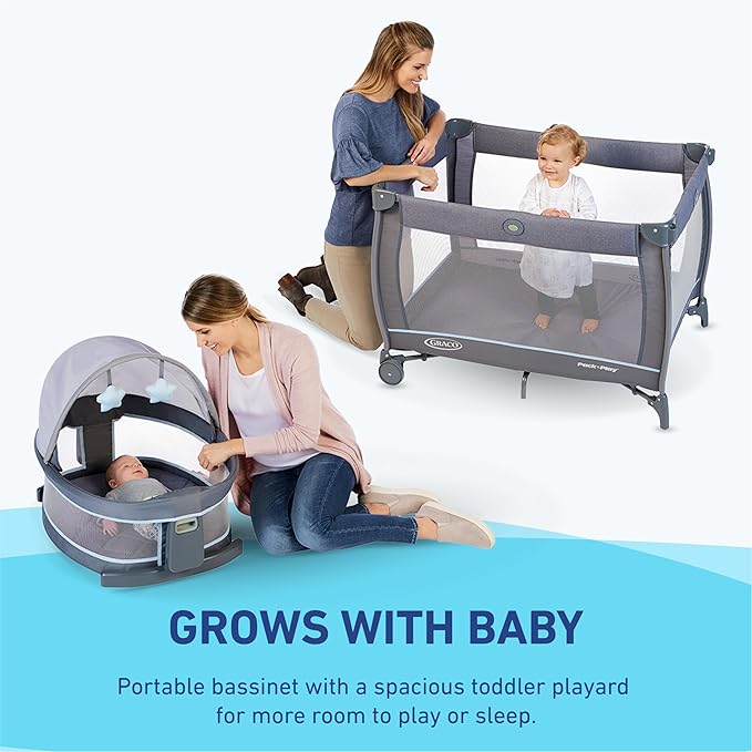 Graco Pack ’n Play Travel Dome LX Playard – Raised Portable Bassinet, UV‑50 Canopy, Changer & Storage, Annie