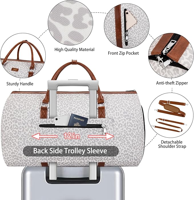 Convertible Garment Duffel Bag for Travel - Carry On Garment Bags With Toiletry Bag Large Weekender Bag for Men Women 2 in 1 Hanging Suitcase Suit Travel Duffel Overnight Bags 4pcs Set