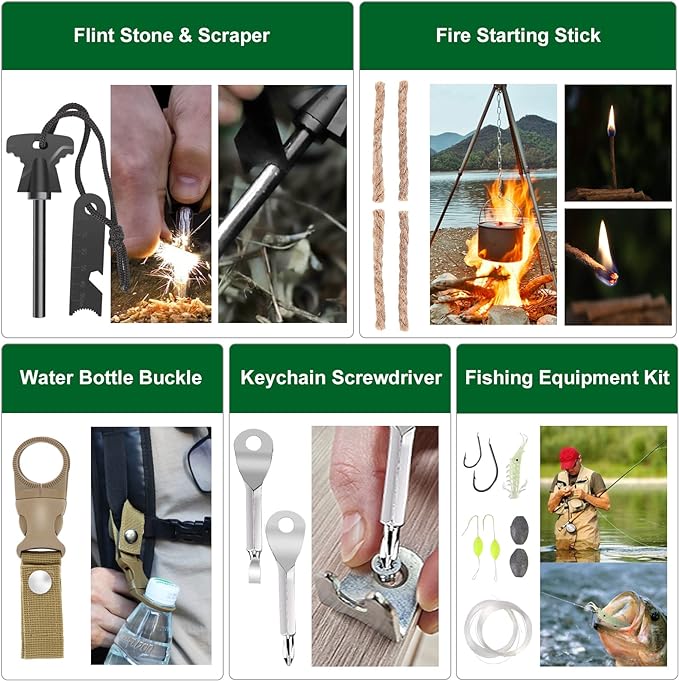 Gifts for Men Dad Husband Teenage Boy, Survival Kit 28 in 1, Survival Gear Tool Emergency Tactical Equipment Supplies Kits for Families Outdoors Camping Hiking Adventures