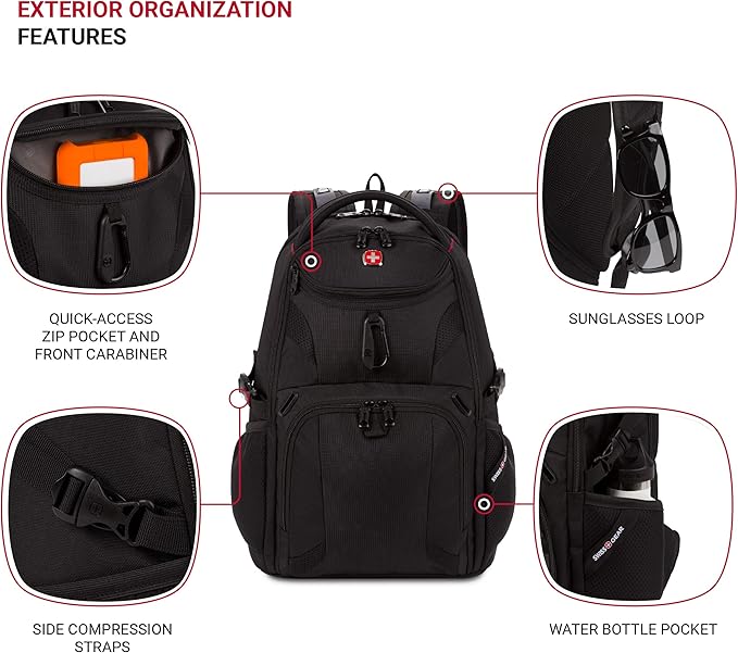 SwissGear Mini 1900 Scansmart Slim Version Laptop Backpack, Black, 16-Inch