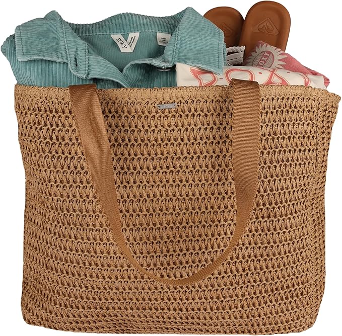 Roxy Women's Beach Tote Bag | Travel | Vacation | Straw | Lightweight | Breathable