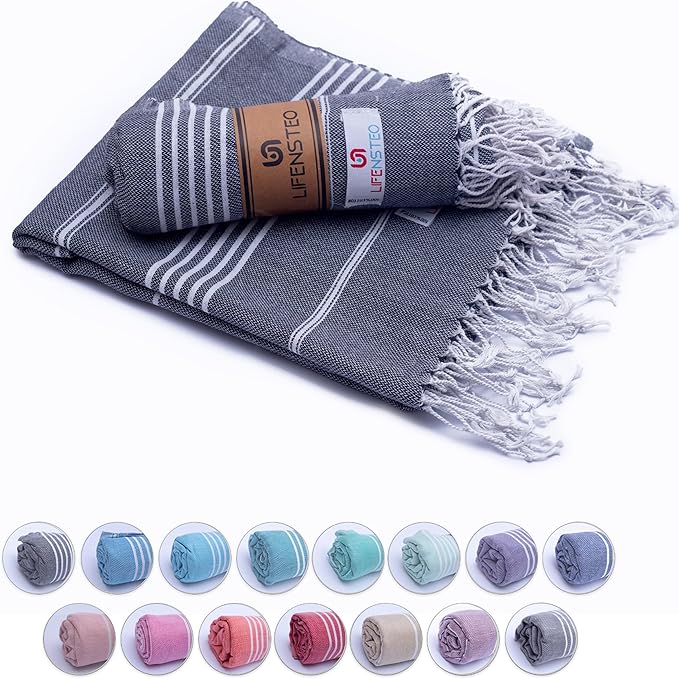 Oversized Sand Resistant Prewashed Turkish Cotton Quick Drying, Compact, Lightweight Beach, Bath, Pool, Gym, Yoga Towel - 40x71