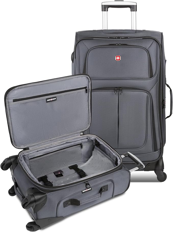SwissGear Sion Softside Expandable Luggage, Dark Grey, 2-Piece Set (21/25)