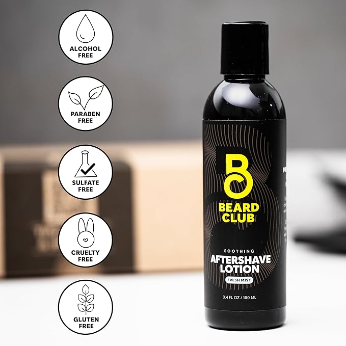 Beard Club Straight Razor for Men & Aftershave for Men – Soothing After Shave Lotion & Navajas Para Barbero - Barber Straight Edge Razor Kit with Post Shave Balm Calms Irritation, 5 Blades - Gift Kit