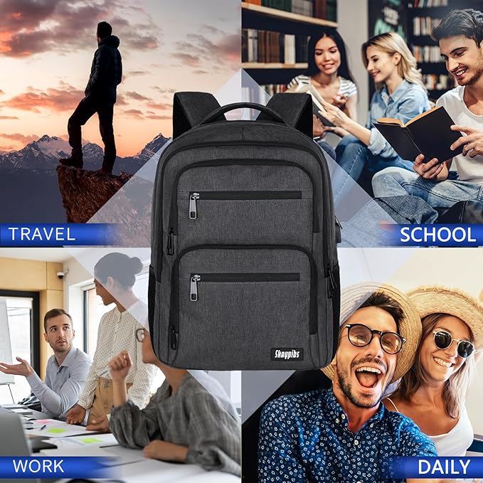 Backpck for Men Women, School Backpack for Boys Girls Teen, 15.6 inch Laptop Back Pack with USB Charger Port, Bookbag with USB Charger for travel, Work backpack,book bag, Mochilas para hombres Black