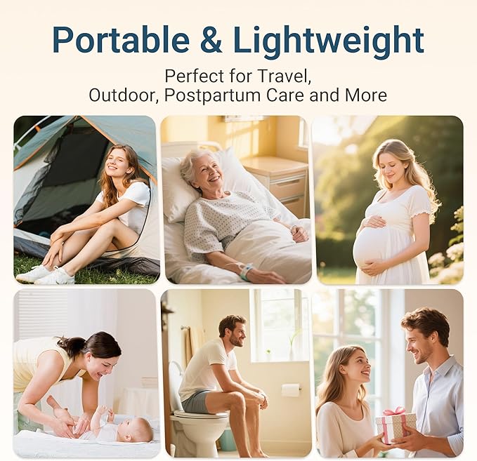 Portable Bidet for Travel – Electric Peri Bottle with Dual Spray Modes, 360° Nozzle, Water Bottle Adapter, USB Rechargeable, Waterproof, Travel Bidet for Postpartum & Personal Hygiene