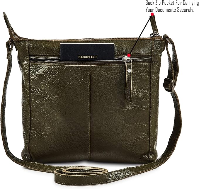 Small Soft Genuine Leather Crossbody Purse Women’s Sling Crossover Shoulder Travel Handbag with Triple Zipper