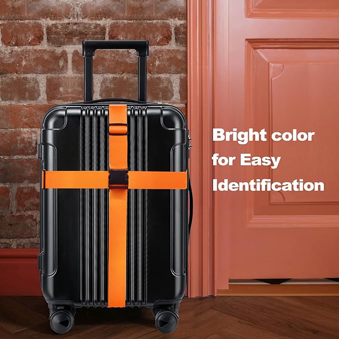 Luggage Straps for Suitcases TSA Approved Travel Belt 4 Pack by Chelmon(Orange)