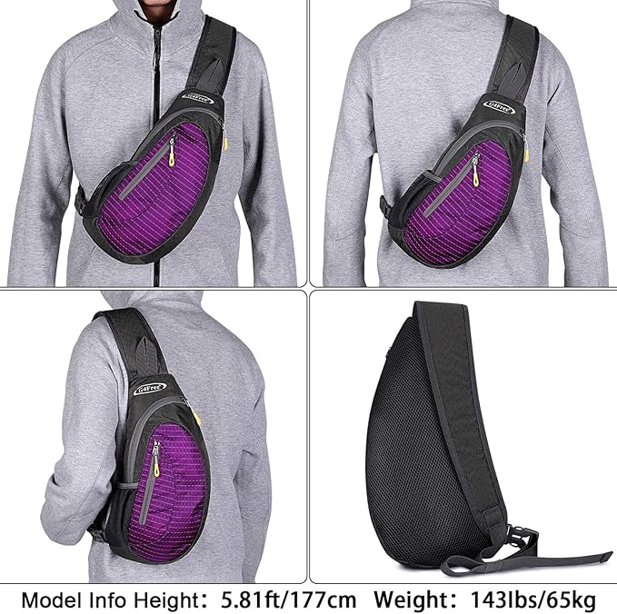 G4Free Sling Bag for Men Women, Small Crossbody Backpack Lightweight Chest Shoulder Bags for Travel, Outdoor and Sports (Purple)