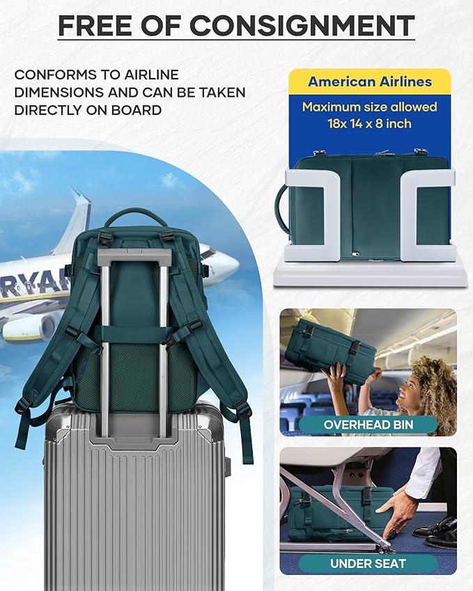 Vacuum Backpack Travel With Pump,Mochila De Viaje Compresion Al Vacio,Personal Item Travel Backpack With Vacuum System,Large Carry On Vacpack Backpacks For Women Men,Peacock Blue