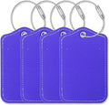Luggage Tags for Suitcases-Leather Luggage Tag 4 Pack with Loops Cute Bag/Backpack/Suitcase Tags Travel Essentials for Flying (Royal Blue)