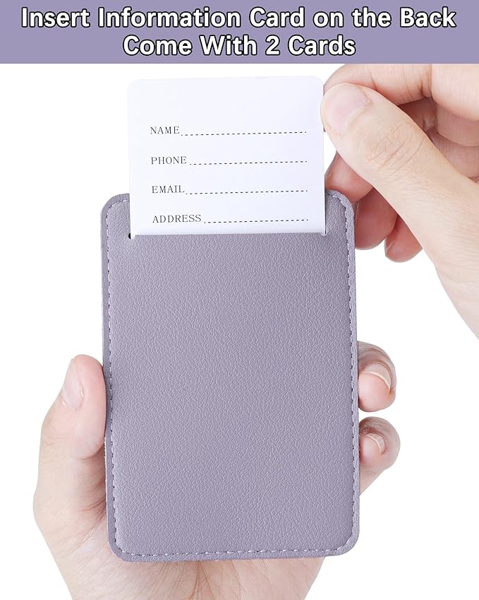 Teskyer Luggage Tags for Suitcases, TSA Approved with Privacy Protection Cover, Premium Faux Leather Bag Tags for Travel - 2 Pack, Purple