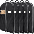 BALEINE 5PK Heavy Duty Garment Bag with Shoe Storage Travel Bag for Dresses, Suit, Coats Travel Essential (60", Black)