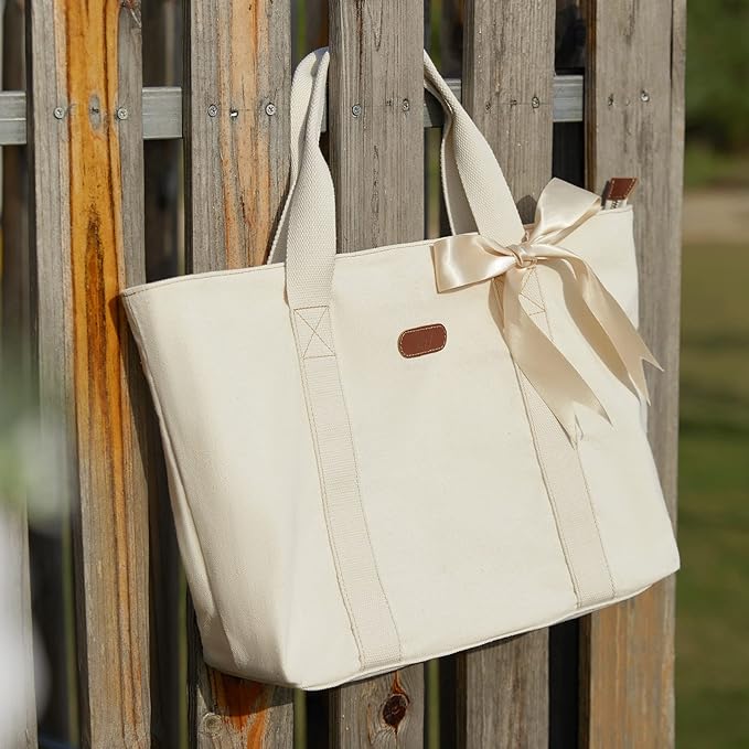 AW BRIDAL Monogram Canvas Tote Bag for Chrismas, Bridal Shower, Retirement, Birthday Gifts for Women Mom Wife Sister Friends
