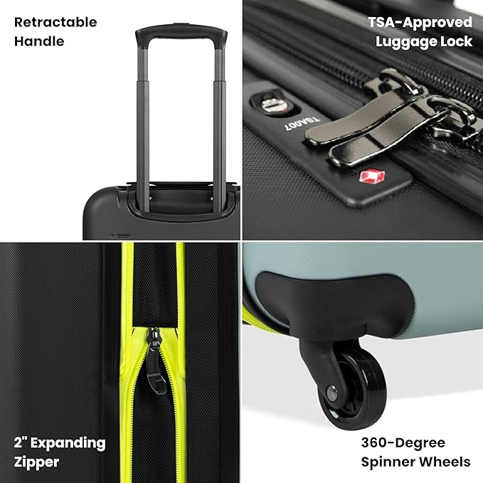 Sherpani Meridian, 22 Inch Carry On Luggage Airline Approved, Rolling Hardside Suitcase 22x14x9, Travel Luggage for Women, Expandable Suitcase, Travel Gift (St. Lucia)