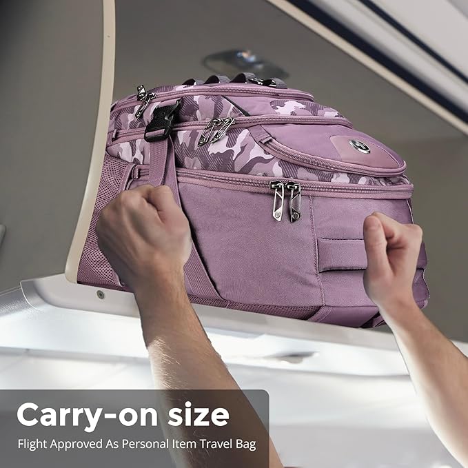 Swissdigital Design Laptop Backpack with USB Charging Port, Travel Backpack Fits 15.6 inches Computer, 31L College School Backpack for Men, Pink Camo | SD803