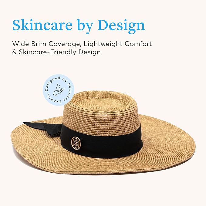 Wide Brim Sun Hat – UPF 50 Sun Protection Hat, Lightweight & Adjustable Hat, Esthetician-Designed Sun Hats for Women UV Protection, Stylish Beach & Gardening Hat Beige
