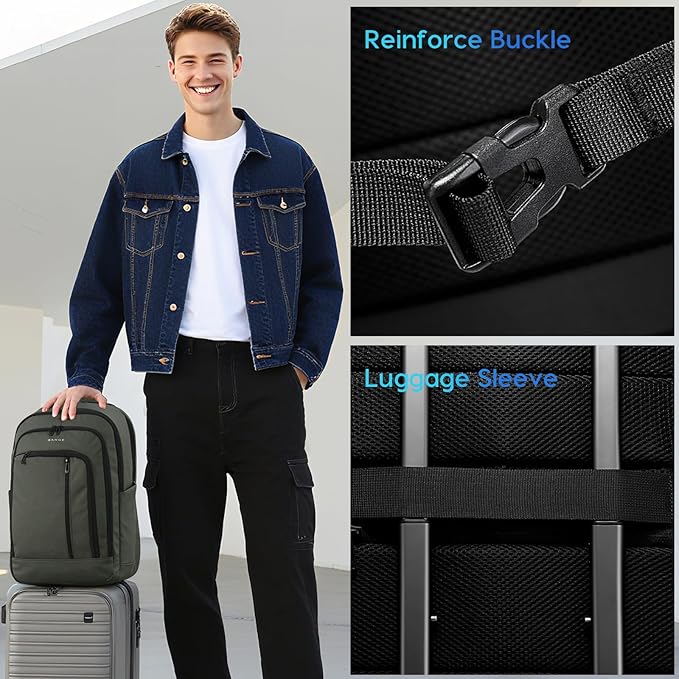 BANGE 28L Lightweight Hiking Backpack, 15.6 Inch Laptop Rucksack for Travel & Outdoor, Water-Resistant Daypack for Commuting, Gym, Camping, and Business Trips – Unisex Design