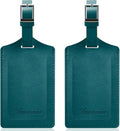 Travelambo Luggage Tags for Suitcases Faux Leather Privacy Protection 2 Pack Bag Tags Travel Accessories Essential, Summer Green