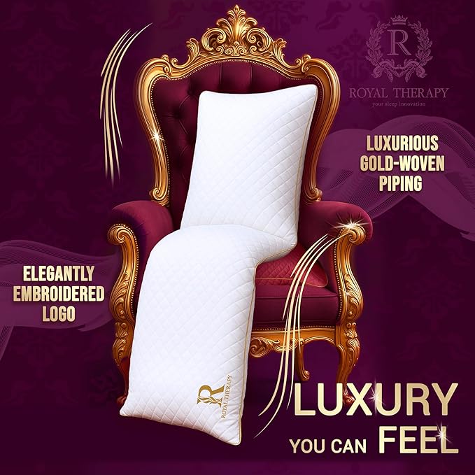 Royal Therapy Long Body Pillow – Full Body Pillow for Adults and Side Sleepers – Long Pillow for Bed with Cooling Memory Foam – Adjustable Firm Long Pillow for Back Pain, Hugging & Sleep Support