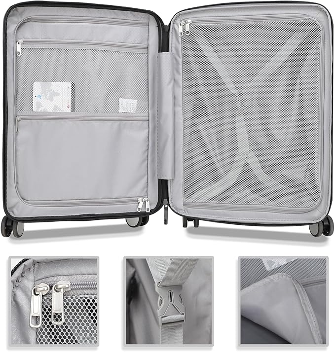 Luggage Sets 2 Piece, 20/28 Inch Lightweight Expandable PC Hardside Durable Suitcases with Spinner Wheels & TSA Lock, Champagne
