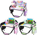 3PCS Kids Travel Tray for Airplane - Toddler Car Seat Table Tray, Road Trip Essentials for Boys & Girls, Carseat Lap Desk for Kids Road Trip Activities (Pink/Green-/Purple)