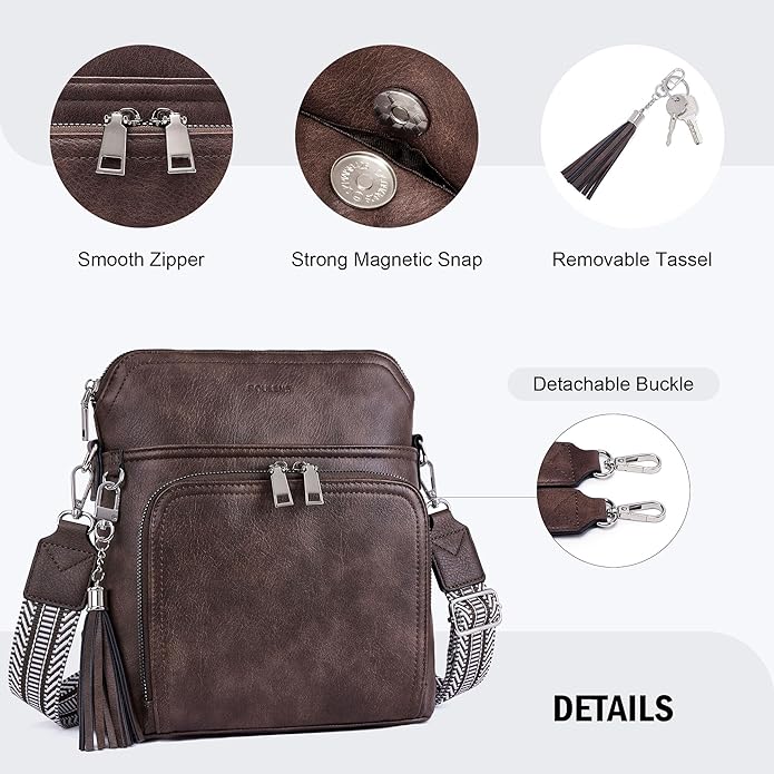 Crossbody Purse for Women,Lightweight Medium Crossbody Bag Soft Leather Women's Shoulder Handbags with Tassel