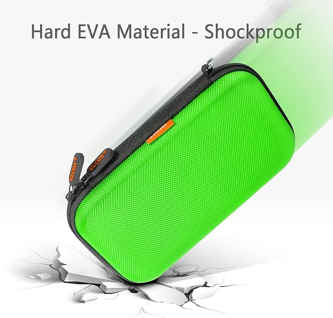 GLCON Power Bank Storage Case Hard EVA Protective Travel Case – Small Electronic Carrying Pouch for Hard Drive, Cell Phone, Charging Cable, External Battery, Earbuds (Light Green)