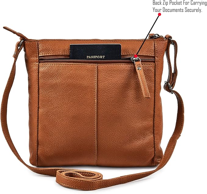 Small Soft Genuine Leather Crossbody Purse Women’s Sling Crossover Shoulder Travel Handbag with Triple Zipper
