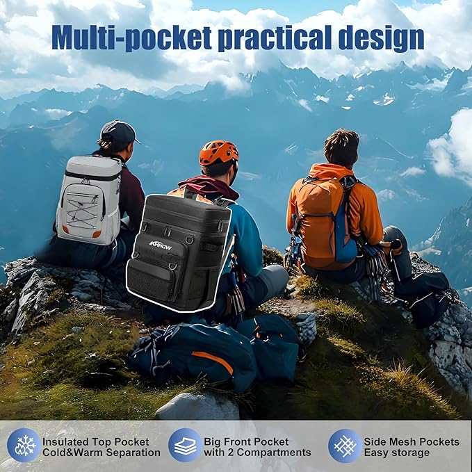 Backpack Cooler Insulated Leak Proof for Men Women 50 Cans Soft Cooler Backpack Insulated Waterproof Large Capacity Coolers Bag Portable for Lunch Camping Travel Picnic Hiking