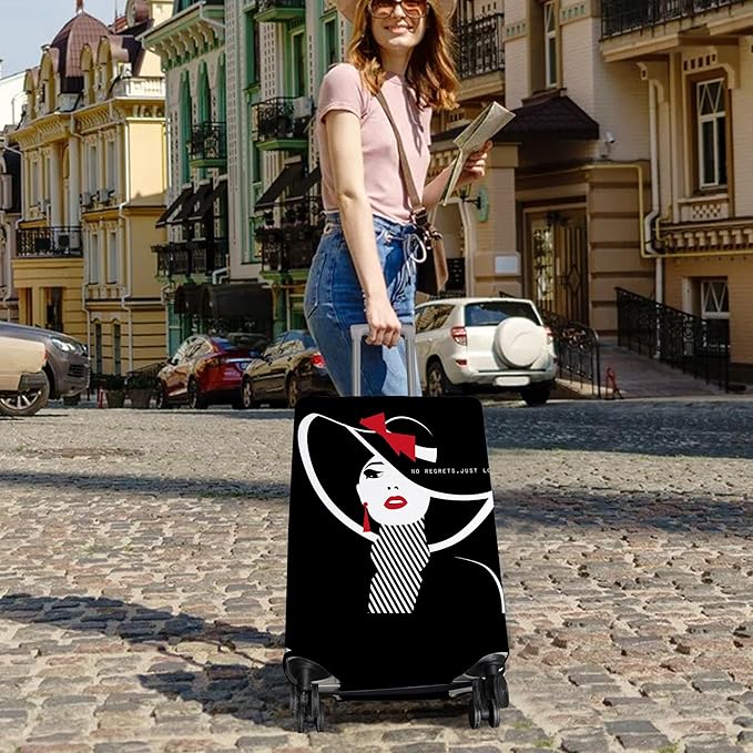 Travel Luggage Cover Suitcase Protector Fits 18-32 Inch Wheel Covers PatternedTravel Related Items Flower Luggage Protector Elastic L