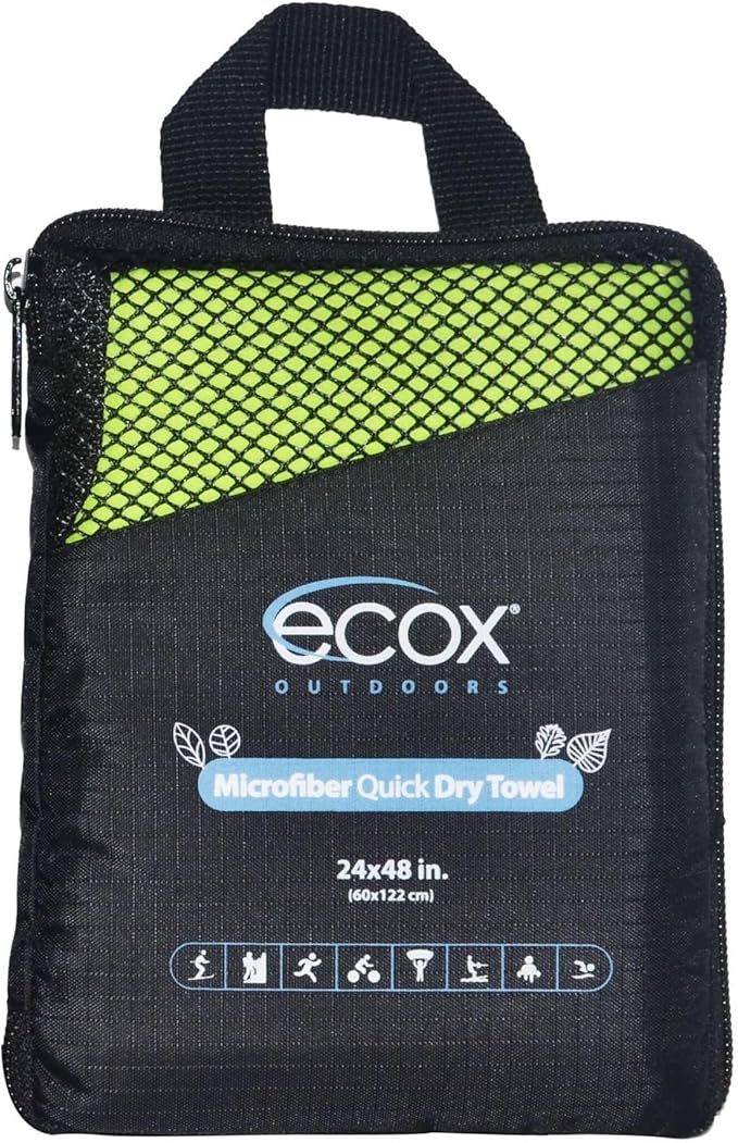Outdoors Microfiber Towel Fast Drying Soft Feel Fast Action Drying for Gym Beach Outdoors Travel Yoga Camping Compact Size 1 Piece 24x48 in Green MFT1P24G