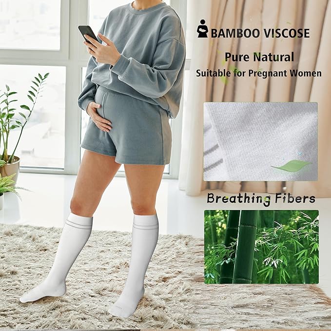 LEVSOX Compression Socks for Pregnant Women 20-30 mmHg Knee High Cute Funny Mens Supports Socks for Nurses, Medical, Travel