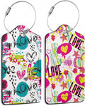 Abstract Colorful Colors Hearts 2 PCS Luggage Tags, Privacy Cover ID Label with Stainless Steel Loop and Address Card for Travel Bag Suitcase