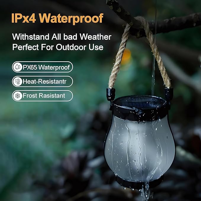 Kaliqo Solar Lantern Outdoor Lights Solar Lantern Waterproof Flickering Flame Hanging Lanterns for Patio Yard Garden Decor (3 Pcs)