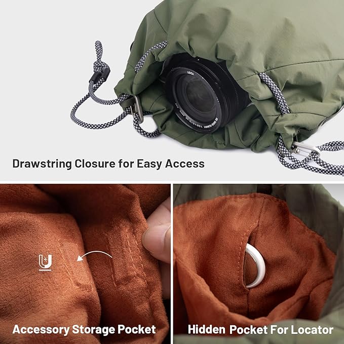 PGYTECH OneGo Drawstring Small Camera Bag, Soft Cute Camera Pouch Handbag compatible with Mirrorless Cameras/Nikon/Canon/Sony/Fuji Camera Case