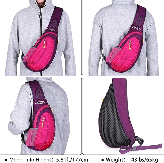 G4Free Sling Bag for Men Women, Small Crossbody Backpack Lightweight Chest Shoulder Bags for Travel, Outdoor and Sports (Rose)