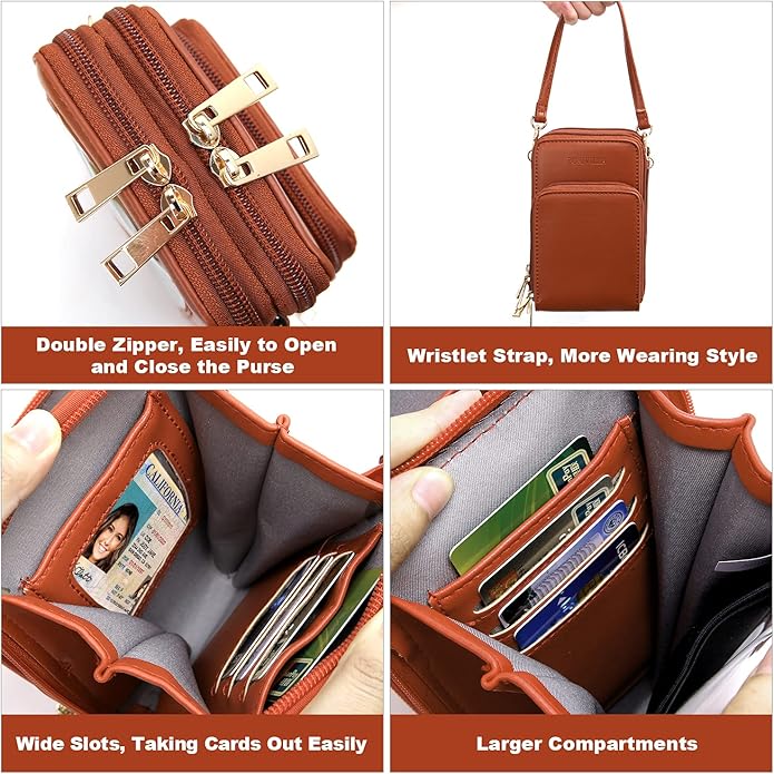 Crossbody Cellphone Purse Women Touch Screen Bag RFID Blocking Wallet Handbag Shoulder Strap