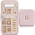 Vlando Wedding Gifts for Women, Jewelry Box, Bridal Shower Gifts, Bridesmaid Gifts for Wedding Day Bride Gifts, Personalized Jewelry Case - Letter D, Pink