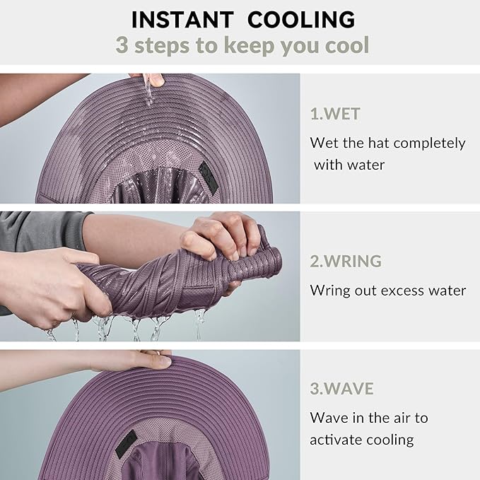 Sukeen Cooling Sun Hat for Men Women UPF50+ Wide Brim Fishing Hat with Neck Flap Adjustable Foldable Bucket Hat for Hiking