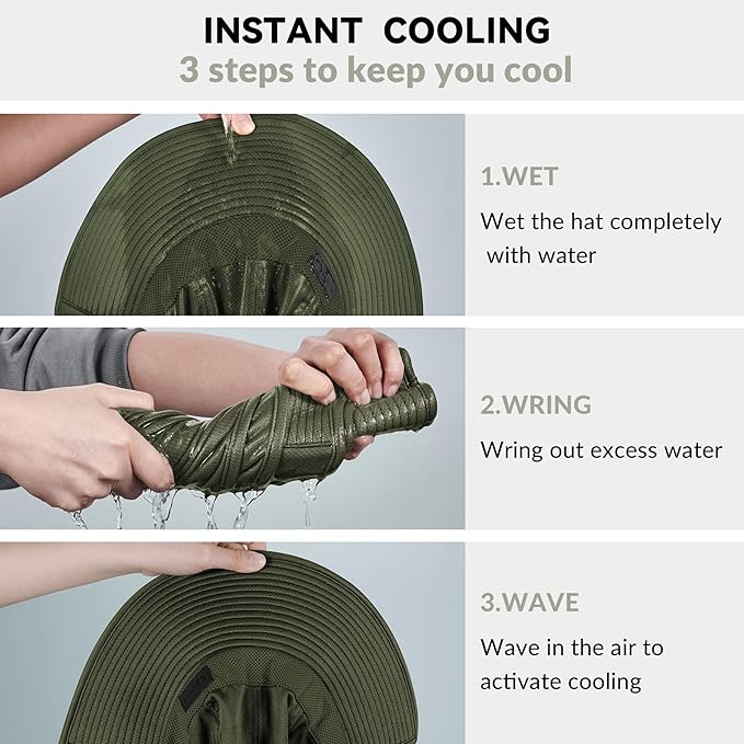 Sukeen Cooling Sun Hat for Men Women UPF50+ Wide Brim Fishing Hat with Neck Flap Adjustable Foldable Bucket Hat for Hiking