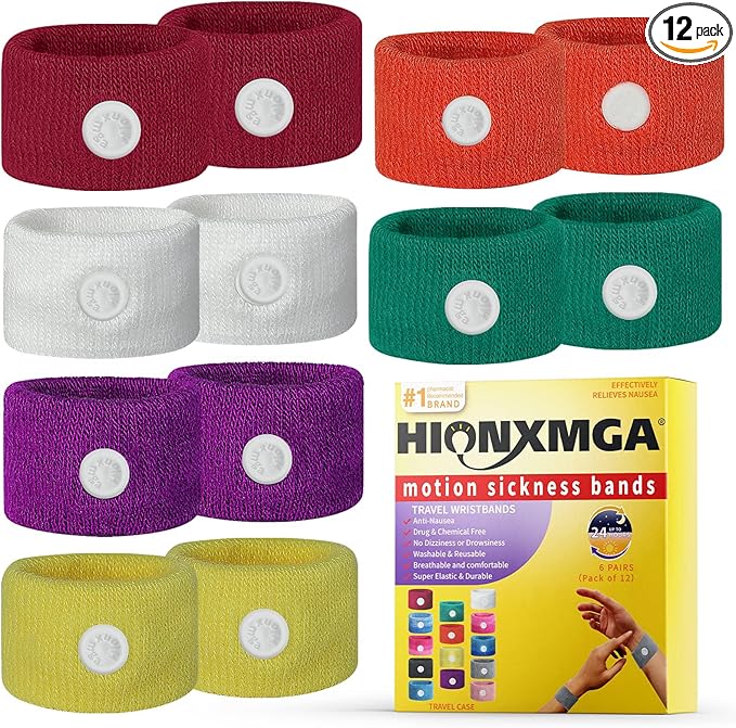 Motion Sickness Bands/Acupressure Nausea Wristband for Nausea,Sea Sickness Wristbands for Natural Relief of Morning Sickness,Dizziness, Motion Sickness(Car, Sea, Flying Travel Sickness)