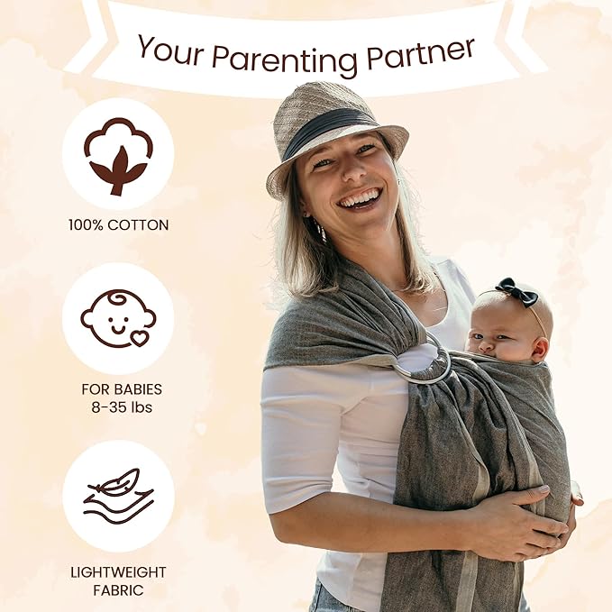 Hip Baby Wrap Ring Sling Baby Carrier for Infants and Toddlers - Beautiful, 100% Soft Cotton Baby Wraps Carrier for Babies 8-35 lbs - Perfect Baby Shower Gifts Moms and Dads - Nursing Cover (Autumn)