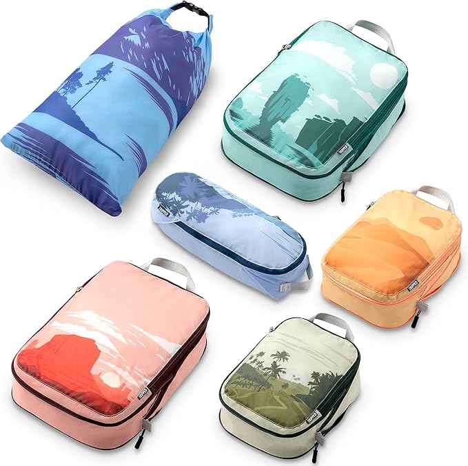 Compression Packing Cubes Set for Travel - Lightweight, Durable Clothes Organizer for Carry-On Luggage and Suitcases by TRIPPED Travel Gear
