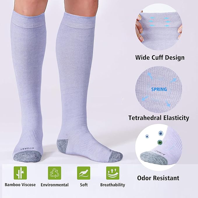 LEVSOX Compression Socks for Pregnant Women 20-30 mmHg Knee High Cute Funny Mens Supports Socks for Nurses, Medical, Travel