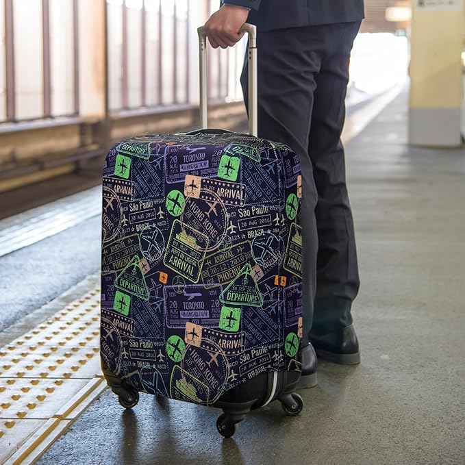 HYPER VENTURE Washable Luggage Cover - Fashion Suitcase Protector Fits 23-26 Inch Luggage (Urban Passport, M)