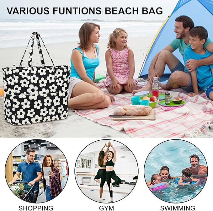 Waterproof Beach Tote Pool Bags for Women Ladies Extra Large Gym Tote Carry On Bag With Wet Compartment for Weekender Travel